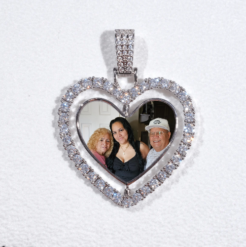3D Spinning 2-Faced Heart Custom Picture Pendant