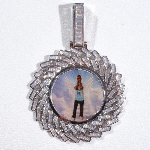 Large 3D Baguette Custom Picture Pendant