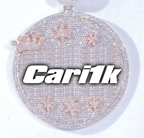 CUSTOM LETTER NECKLACE 3D BIG CROWN DISC