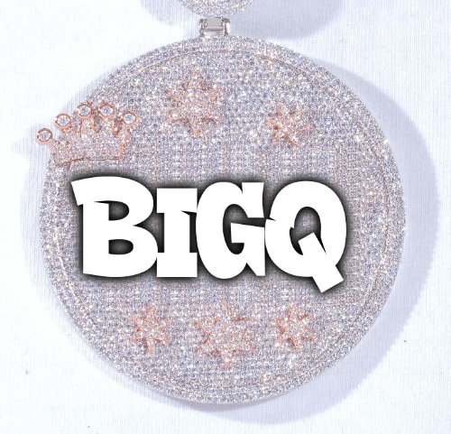 CUSTOM LETTER NECKLACE 3D BIG CROWN DISC