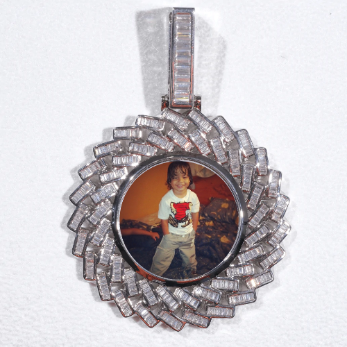 Large 3D Baguette Custom Picture Pendant