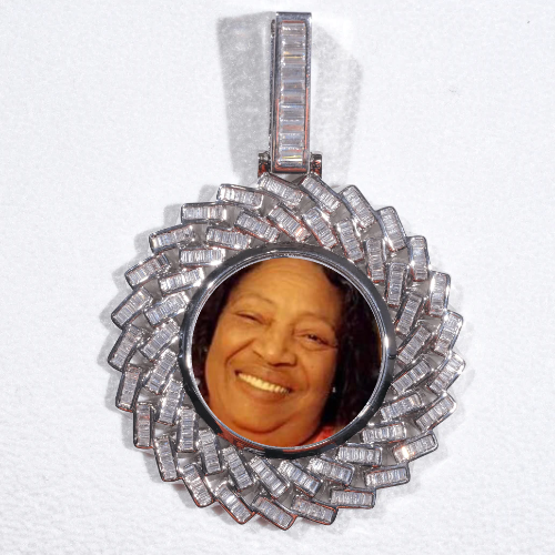 Large 3D Baguette Custom Picture Pendant