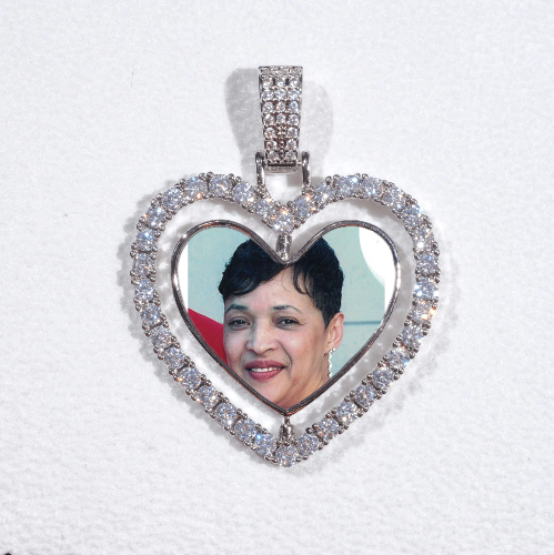 3D Spinning 2-Faced Heart Custom Picture Pendant