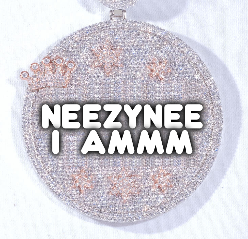 CUSTOM LETTER NECKLACE 3D BIG CROWN DISC