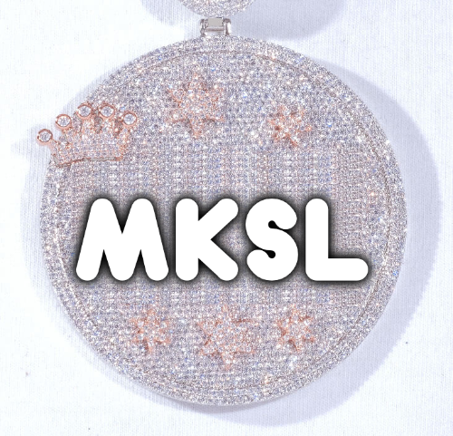 CUSTOM LETTER NECKLACE 3D BIG CROWN DISC