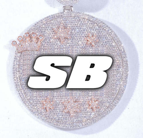 CUSTOM LETTER NECKLACE 3D BIG CROWN DISC