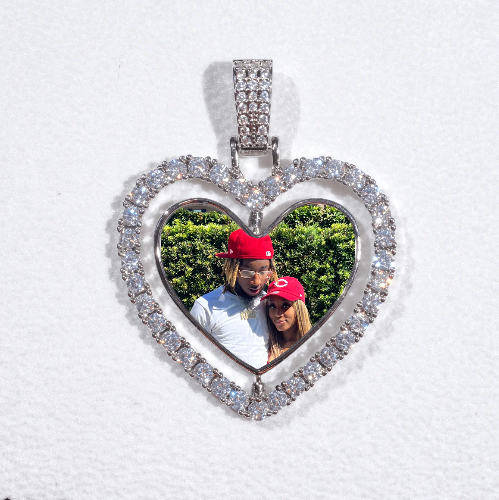 3D Spinning 2-Faced Heart Custom Picture Pendant