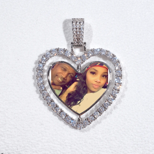 3D Spinning 2-Faced Heart Custom Picture Pendant