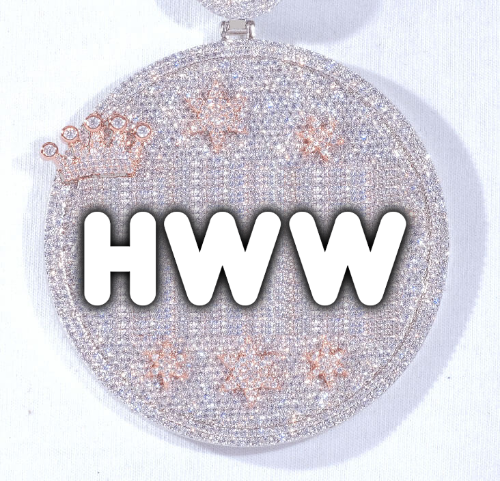 CUSTOM LETTER NECKLACE 3D BIG CROWN DISC
