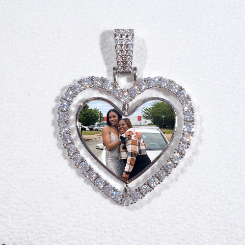 3D Spinning 2-Faced Heart Custom Picture Pendant