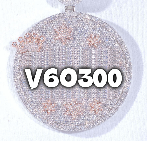 CUSTOM LETTER NECKLACE 3D BIG CROWN DISC