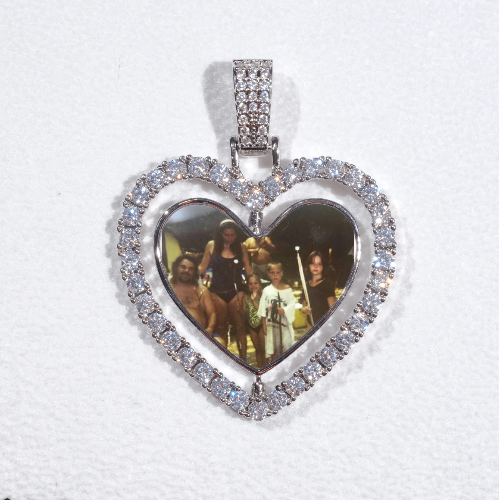 3D Spinning 2-Faced Heart Custom Picture Pendant