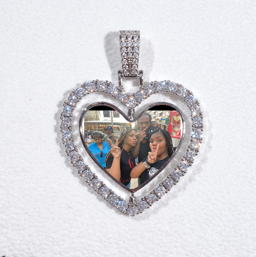 3D Spinning 2-Faced Heart Custom Picture Pendant