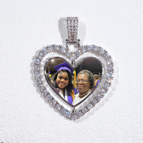 3D Spinning 2-Faced Heart Custom Picture Pendant