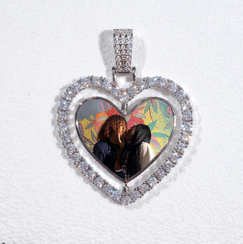 3D Spinning 2-Faced Heart Custom Picture Pendant