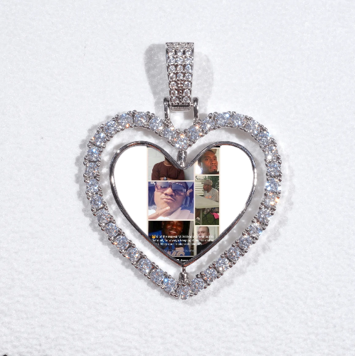 3D Spinning 2-Faced Heart Custom Picture Pendant