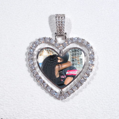 3D Spinning 2-Faced Heart Custom Picture Pendant