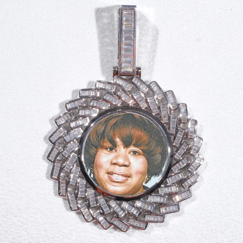 Large 3D Baguette Custom Picture Pendant