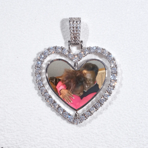 3D Spinning 2-Faced Heart Custom Picture Pendant
