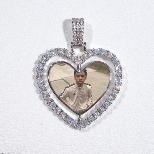 3D Spinning 2-Faced Heart Custom Picture Pendant