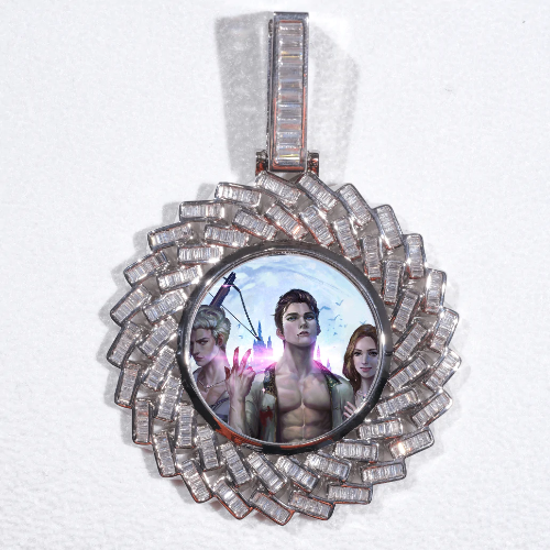Large 3D Baguette Custom Picture Pendant