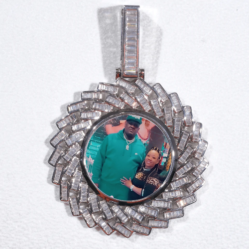 Large 3D Baguette Custom Picture Pendant