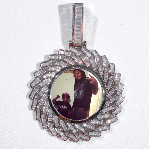 Large 3D Baguette Custom Picture Pendant