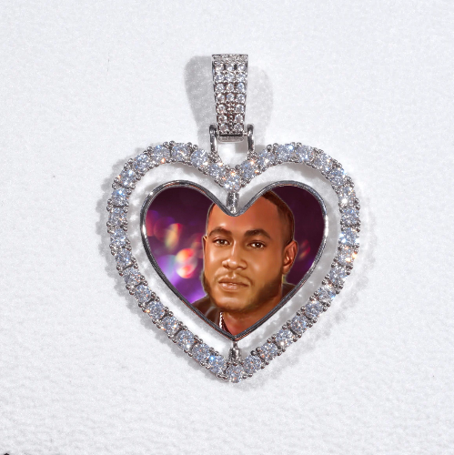 3D Spinning 2-Faced Heart Custom Picture Pendant