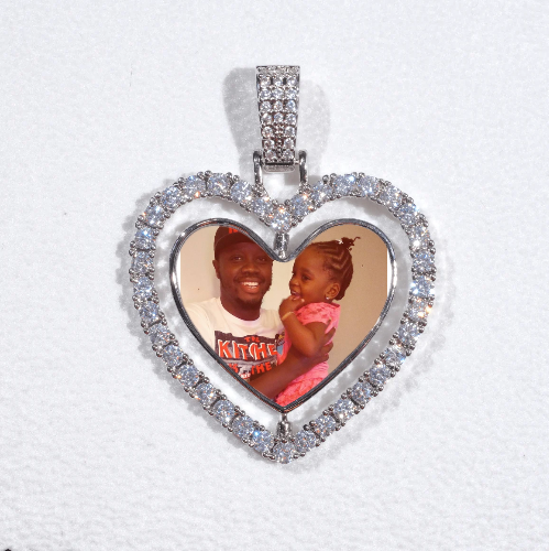 3D Spinning 2-Faced Heart Custom Picture Pendant
