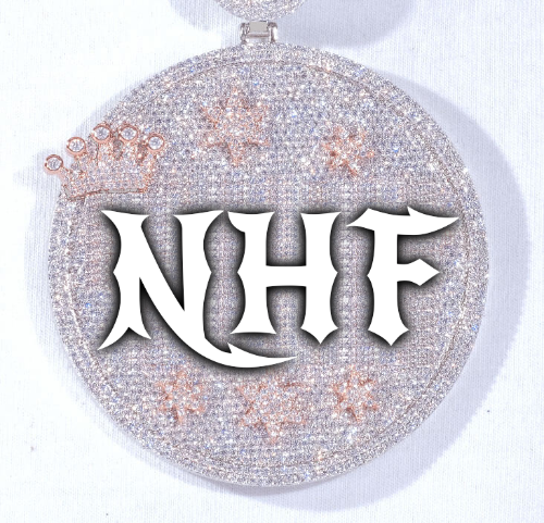 CUSTOM LETTER NECKLACE 3D BIG CROWN DISC