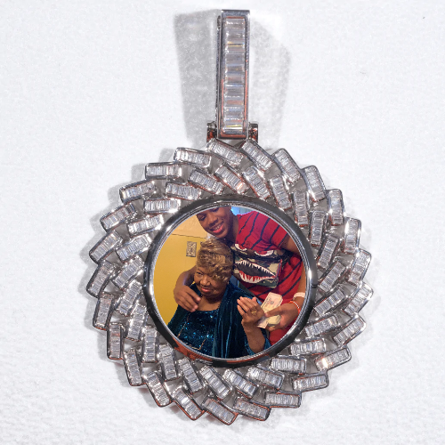 Large 3D Baguette Custom Picture Pendant
