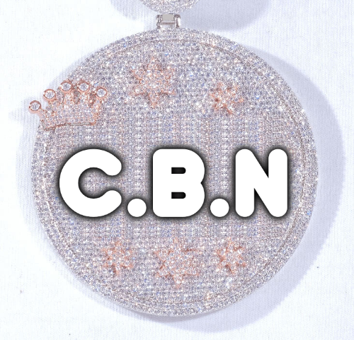 CUSTOM LETTER NECKLACE 3D BIG CROWN DISC