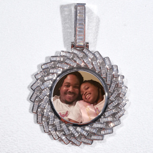 Large 3D Baguette Custom Picture Pendant
