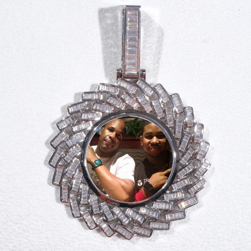 Large 3D Baguette Custom Picture Pendant