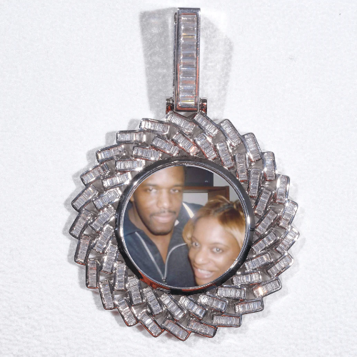 Large 3D Baguette Custom Picture Pendant