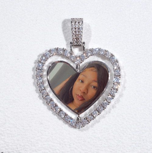 3D Spinning 2-Faced Heart Custom Picture Pendant