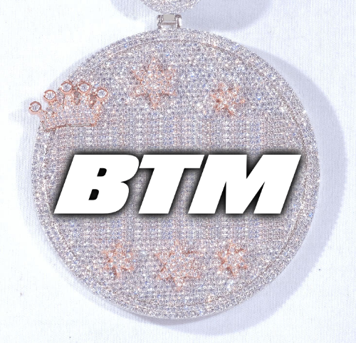 CUSTOM LETTER NECKLACE 3D BIG CROWN DISC