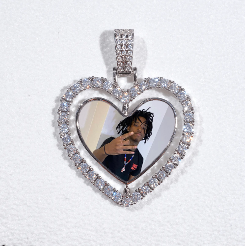 3D Spinning 2-Faced Heart Custom Picture Pendant