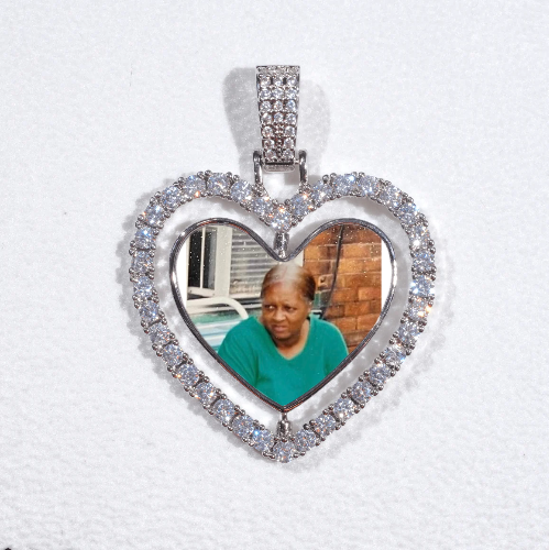 3D Spinning 2-Faced Heart Custom Picture Pendant