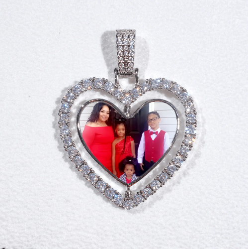 3D Spinning 2-Faced Heart Custom Picture Pendant