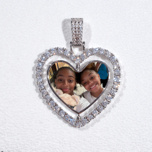 3D Spinning 2-Faced Heart Custom Picture Pendant
