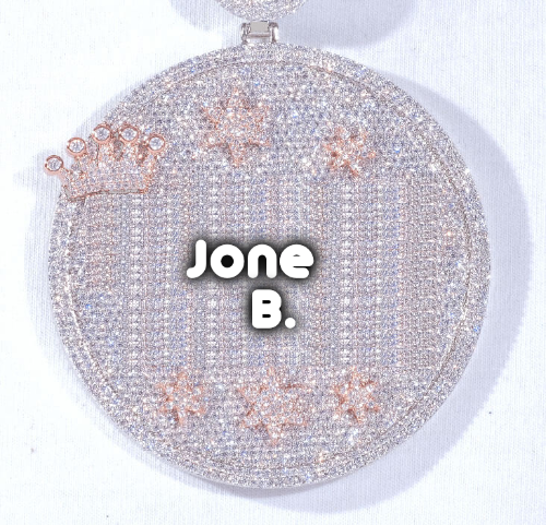 CUSTOM LETTER NECKLACE 3D BIG CROWN DISC