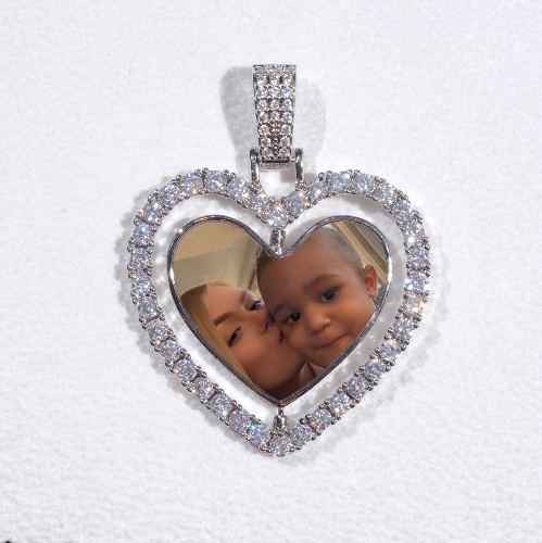3D Spinning 2-Faced Heart Custom Picture Pendant
