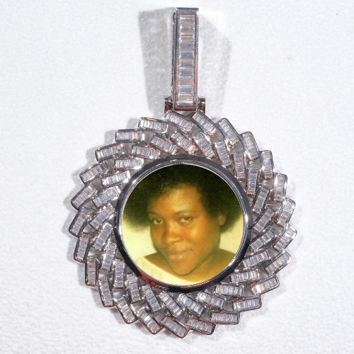 Large 3D Baguette Custom Picture Pendant