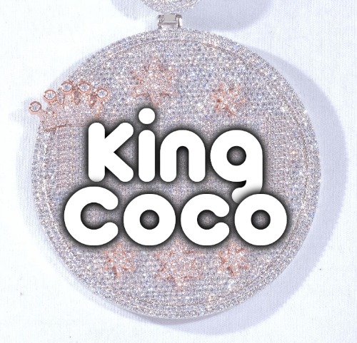 CUSTOM LETTER NECKLACE 3D BIG CROWN DISC