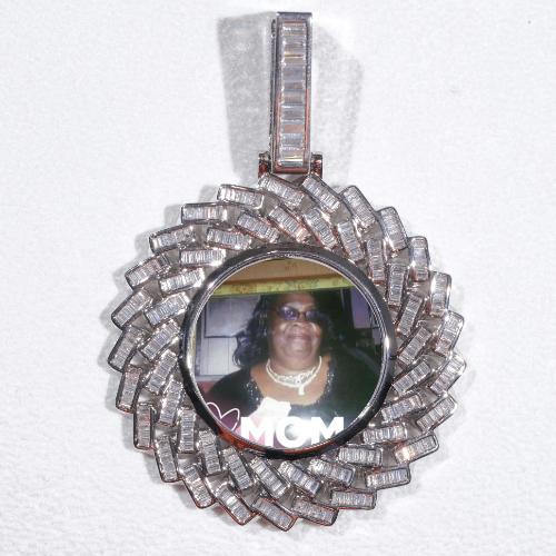 Large 3D Baguette Custom Picture Pendant