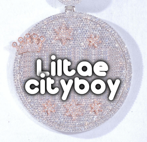 CUSTOM LETTER NECKLACE 3D BIG CROWN DISC