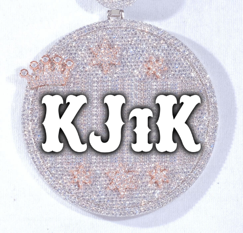 CUSTOM LETTER NECKLACE 3D BIG CROWN DISC