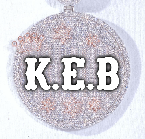 CUSTOM LETTER NECKLACE 3D BIG CROWN DISC