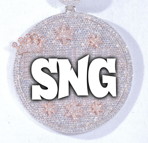 CUSTOM LETTER NECKLACE 3D BIG CROWN DISC